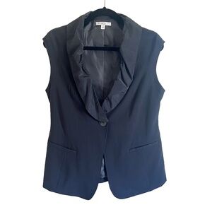 CAbi Black Sleeveless Ruffle Blazer